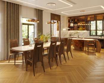 Bàn ăn 8 ghế gỗ óc chó chân đặc biệt BA017